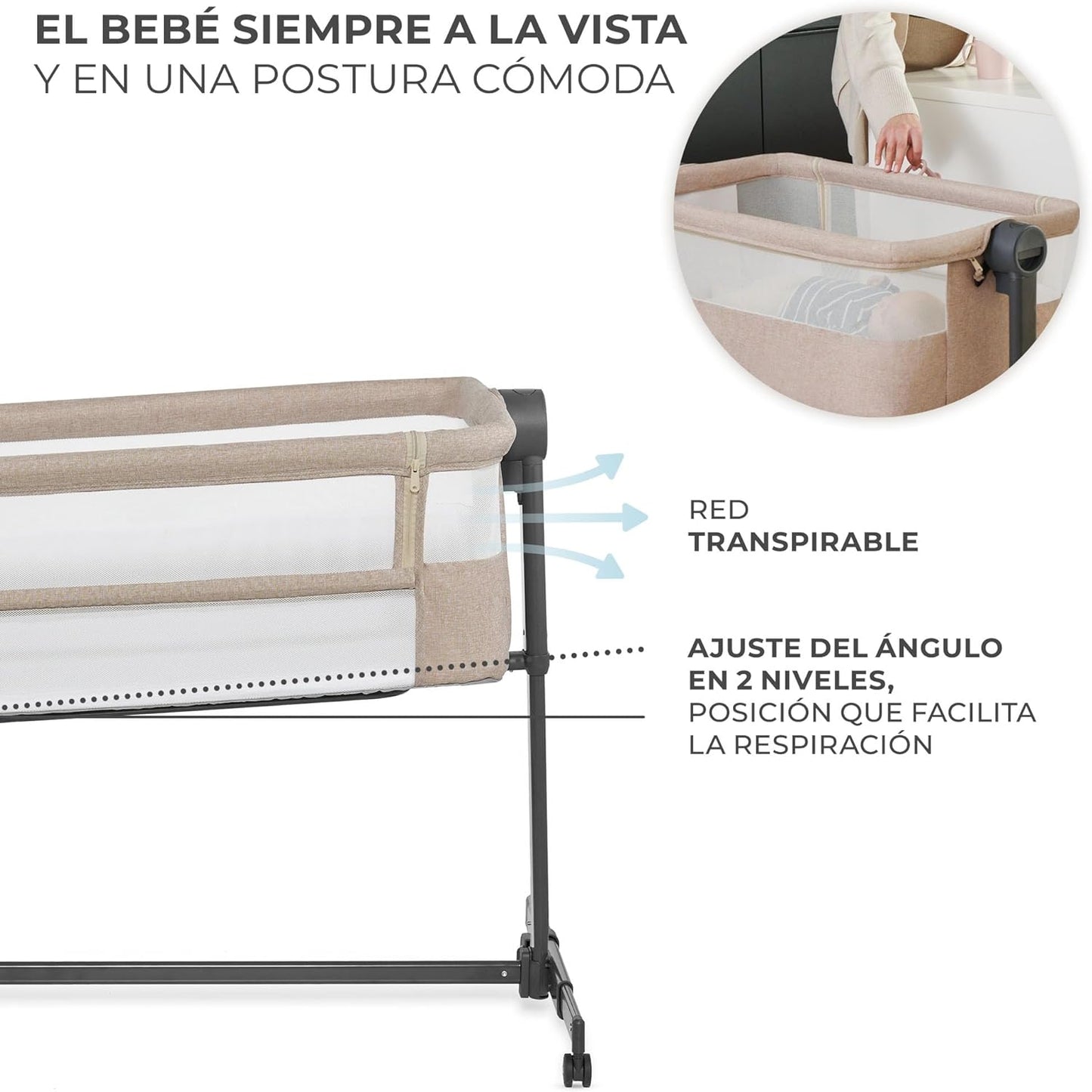 Kinderkraft NESTE UP 2 Berço Co-Sleeping com Colchão