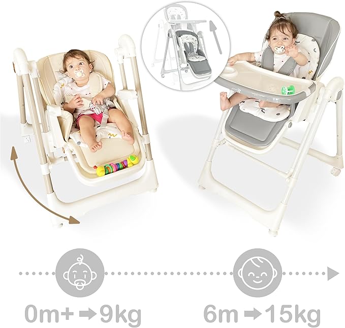 Trona Bebé Evolutiva multifunción  3 en 1 Hamaca columpio y balancín Movity Pro de Twinly