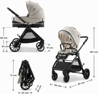 Carrito Bebé 3 en 1 hasta 22 kg VESTO 2, Portabebés MINK PRO de Kinderkaft
