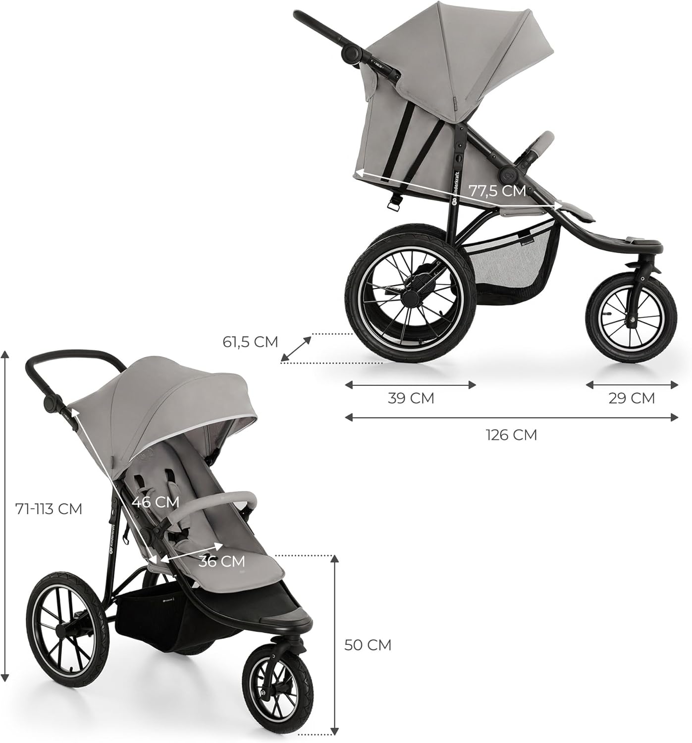 Helsi2 Silla de paseo 3 ruedas para correr de Kinderkraft