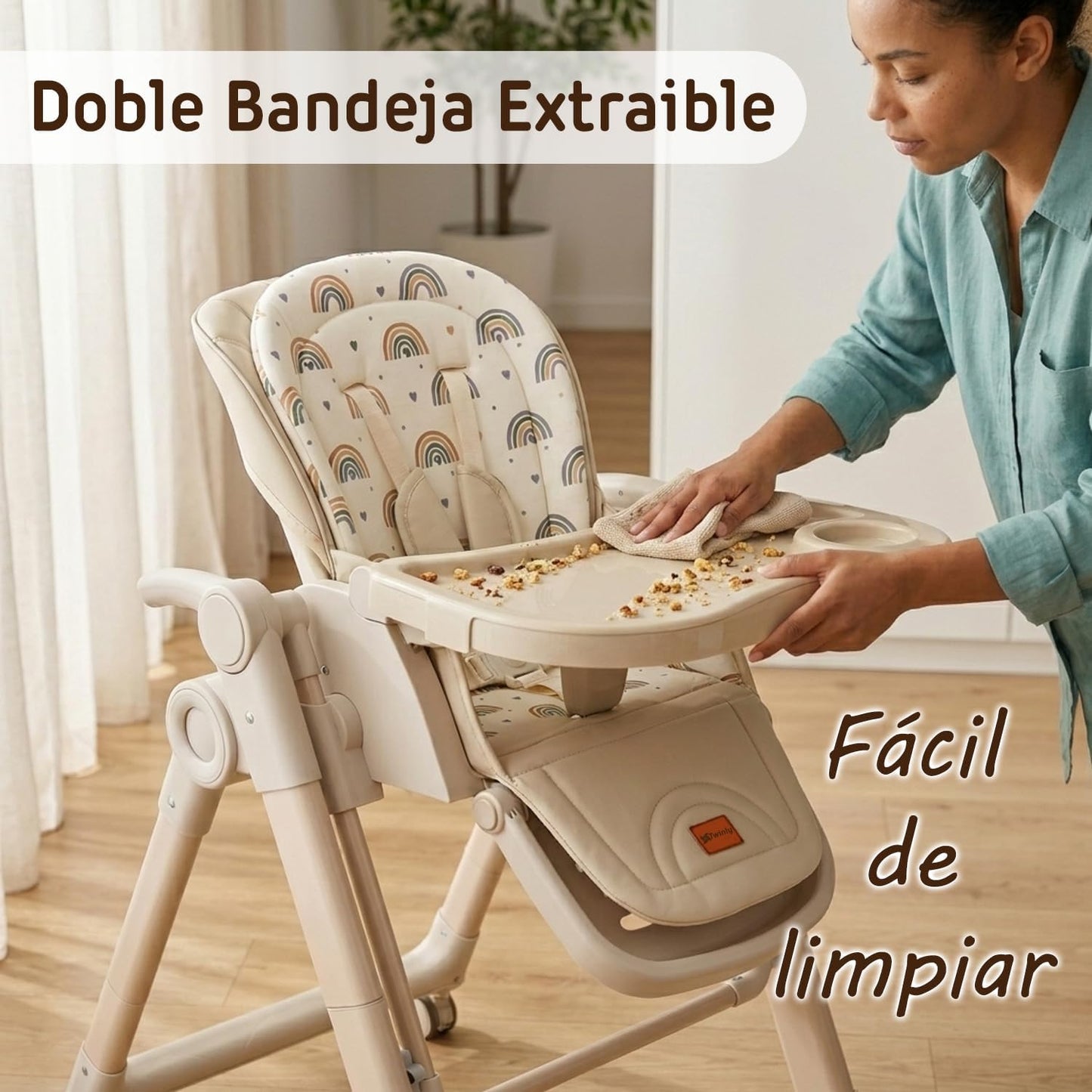 Trona Evolutiva Bebé 2 en 1 Movity Plus con Hamaca Balancín de Twinly