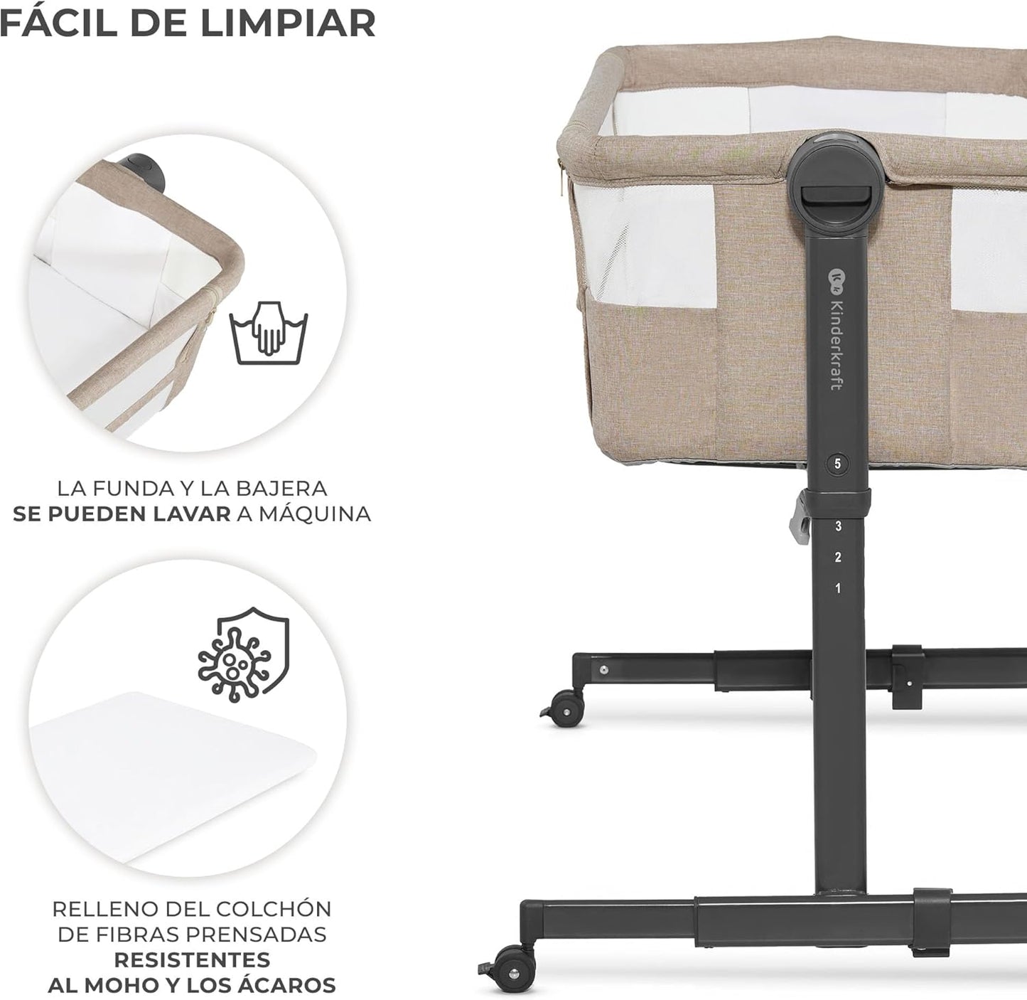 Kinderkraft NESTE UP 2 Berço Co-Sleeping com Colchão
