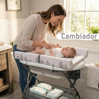 Bañera Cambiador Bebé BUBBLY – Altura Regulable y Diseño Plegable 2 en 1 de Twinly
