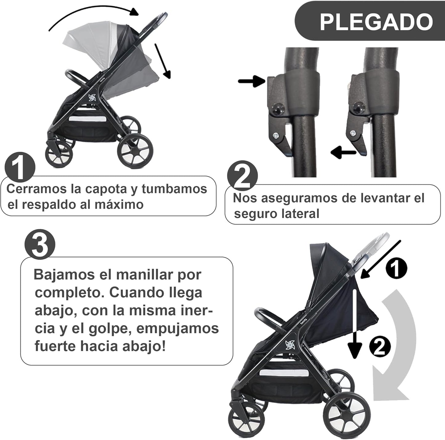 Silla de paseo Bebé Capota XXL Plegable 22Kg Spacely de Twinly
