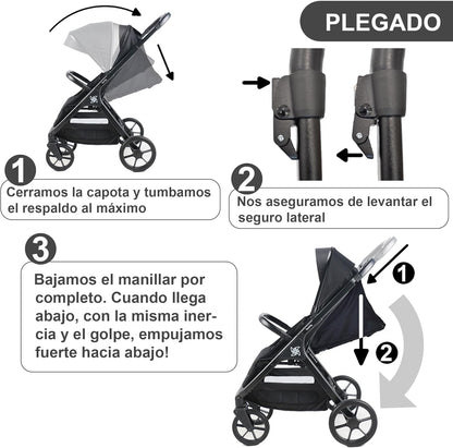 Silla de paseo Bebé Capota XXL Plegable 22Kg Spacely de Twinly