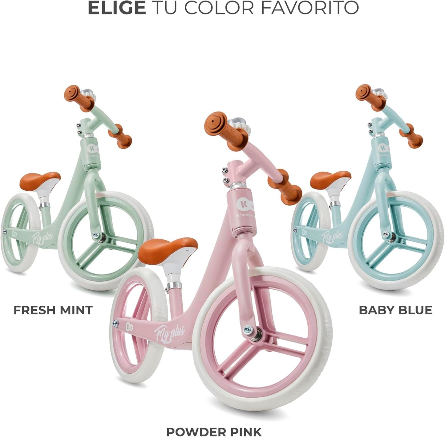 Kinderkraft FLY PLUS 2 Bicicleta sin Pedales, niño 2 años, 2 Ruedas de Equilibrio, Sillín Ajustable, Con accesorios