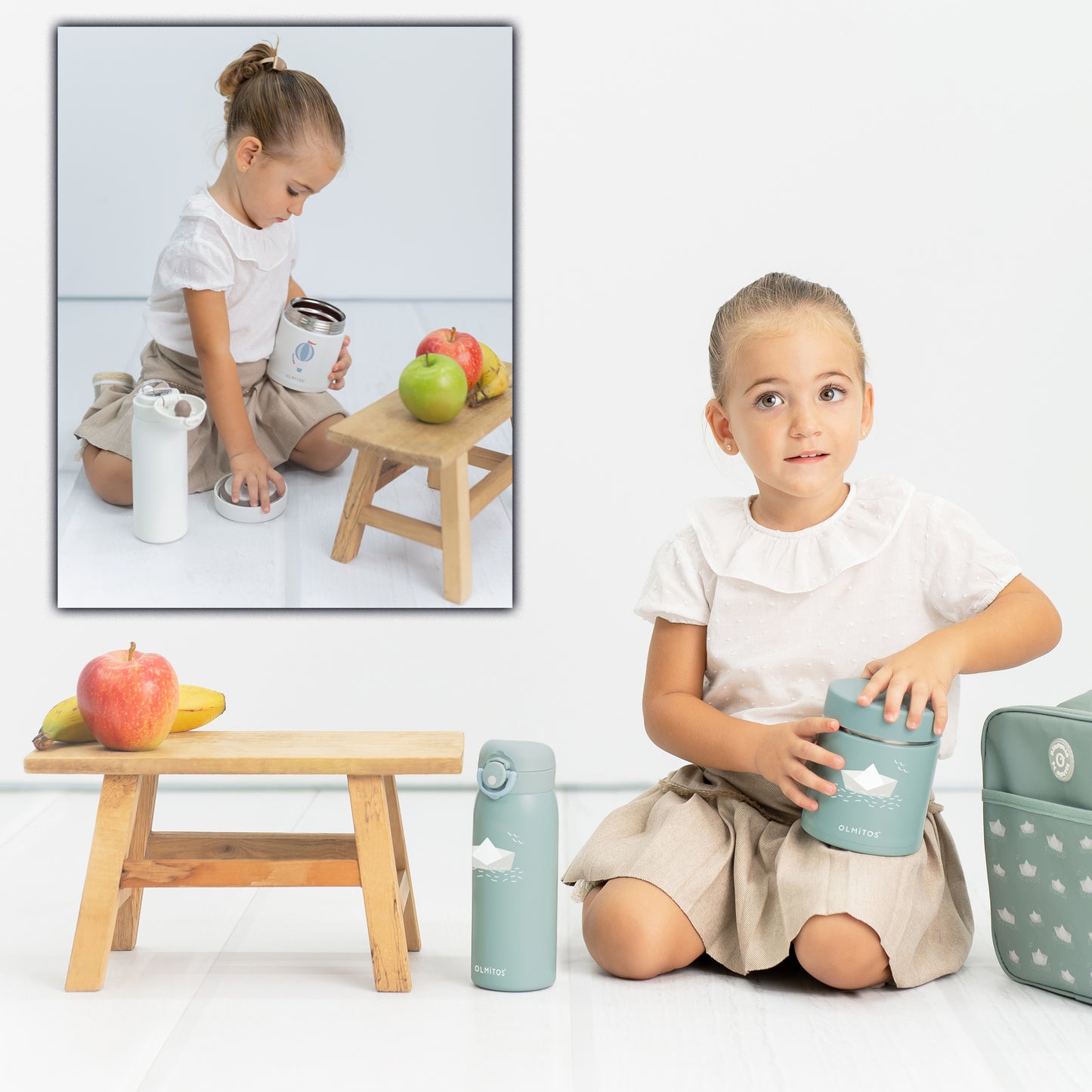 Olmitos - Termo Bebé Set con Termo Papillero 550ml y Termo para Líquidos 480ml