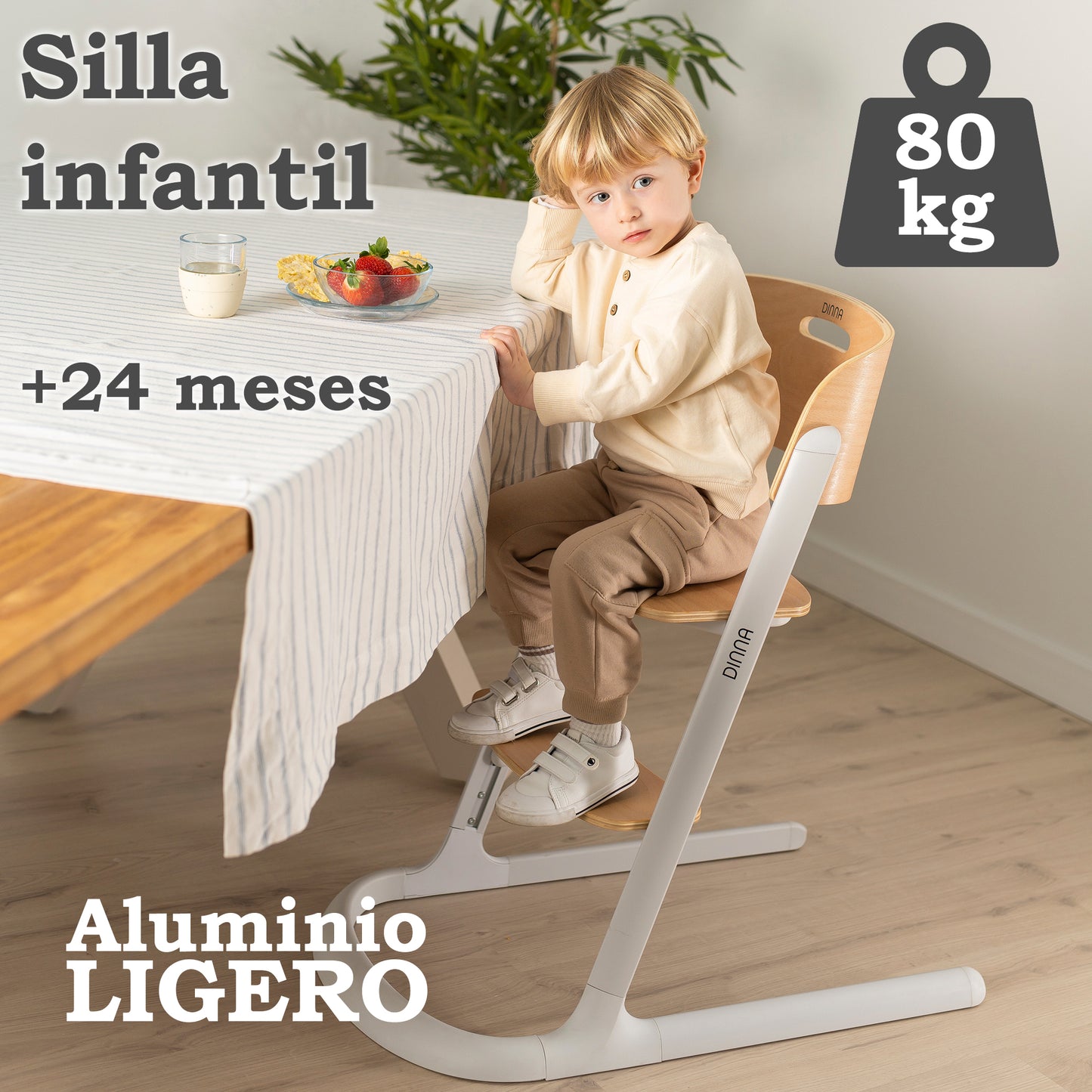 Trona evolutiva de madera 2 en 1 DINNA Silla infantil Evolutiva de Olmitos