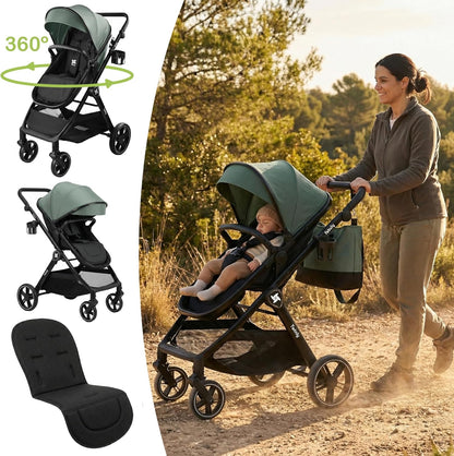 Cochecito Convertible Bebé 3 en 1 Fabuly con silla de coche i-size, Incluye Bolso, Mosquitera, Plastico lluvia de Twinly