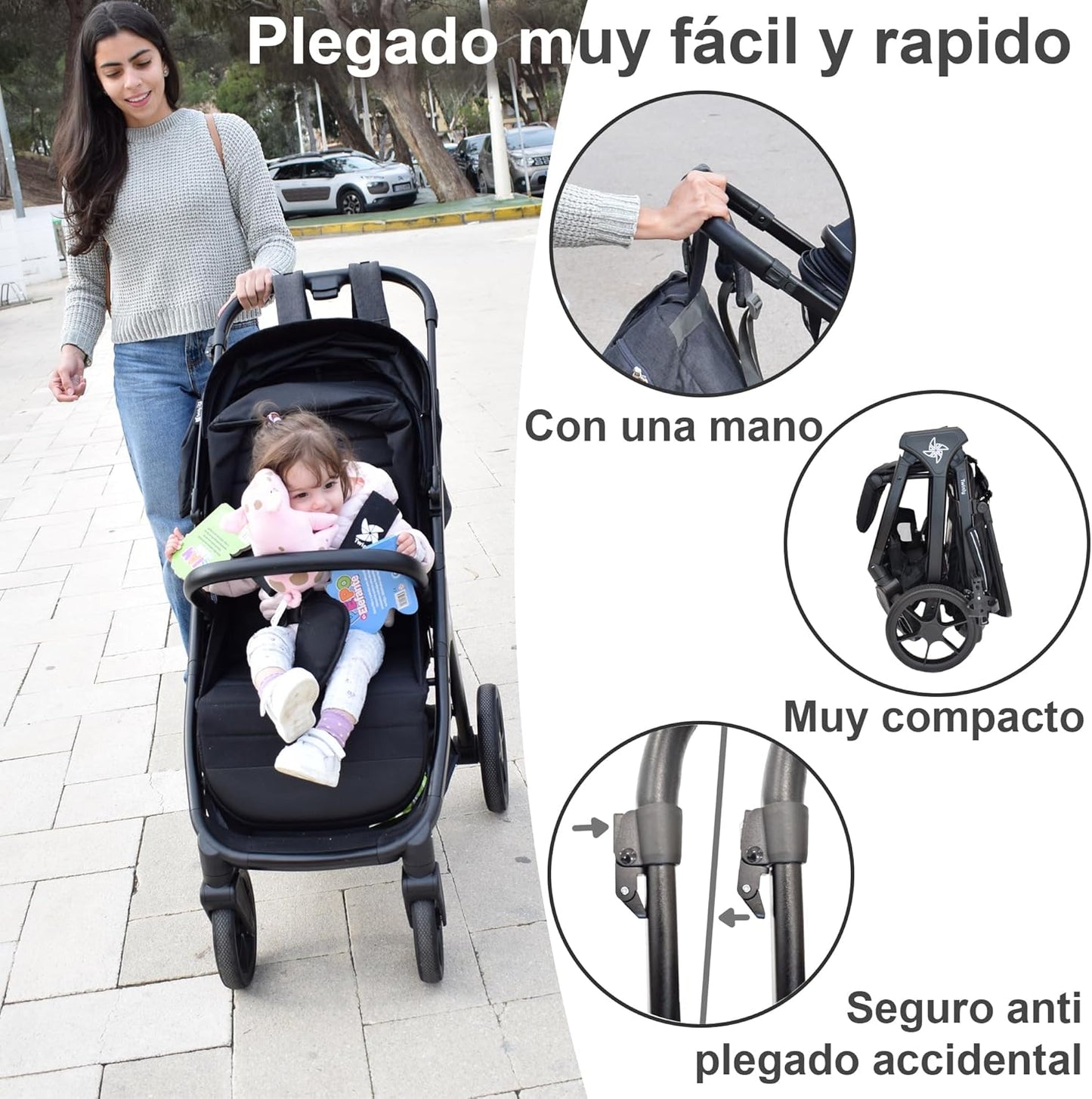 Silla de paseo Bebé Capota XXL Plegable 22Kg Spacely de Twinly