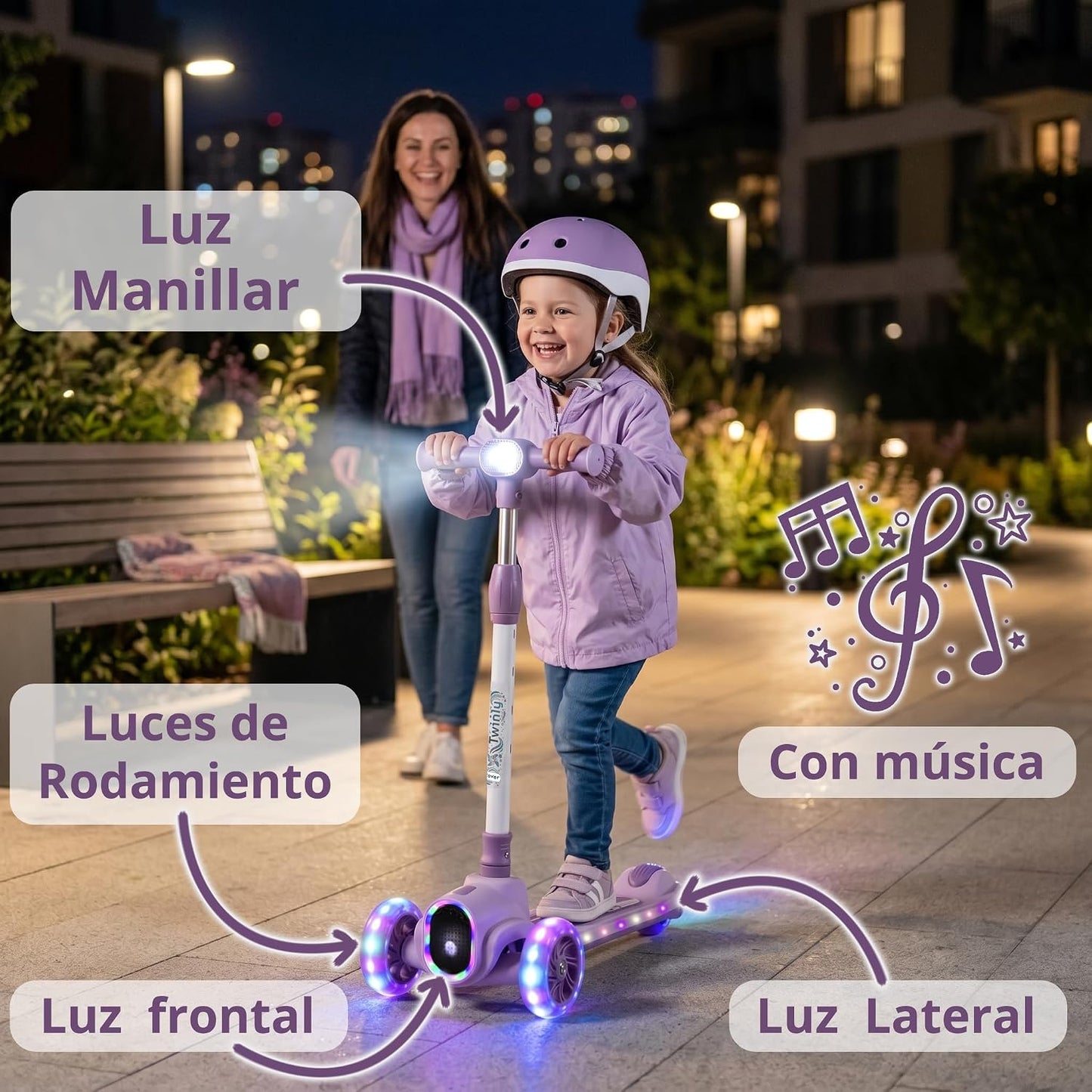 Patinete Infantil de 3 Ruedas con Asiento Rover de Twinly