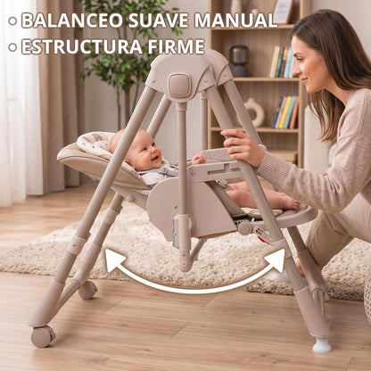 Twinly New Movity Trona Bebé Evolutiva 2 en 1, Hamaca y Columpio, Gris