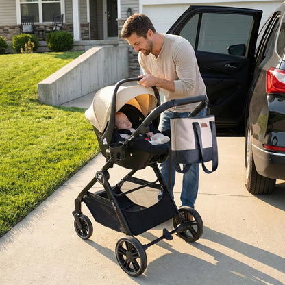 Cochecito Convertible Bebé 3 en 1 Fabuly con silla de coche i-size, Incluye Bolso, Mosquitera, Plastico lluvia de Twinly