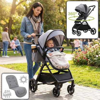 Cochecito Convertible Bebé 3 en 1 Fabuly con silla de coche i-size, Incluye Bolso, Mosquitera, Plastico lluvia de Twinly