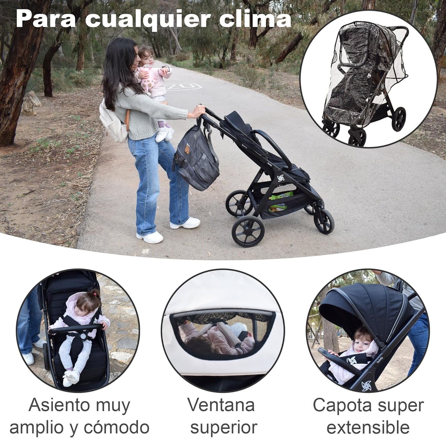 Silla de paseo Bebé Capota XXL Plegable 22Kg Spacely de Twinly