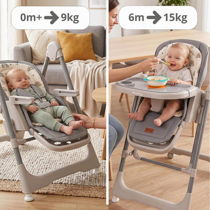Twinly New Movity Trona Bebé Evolutiva 2 en 1, Hamaca y Columpio, Gris