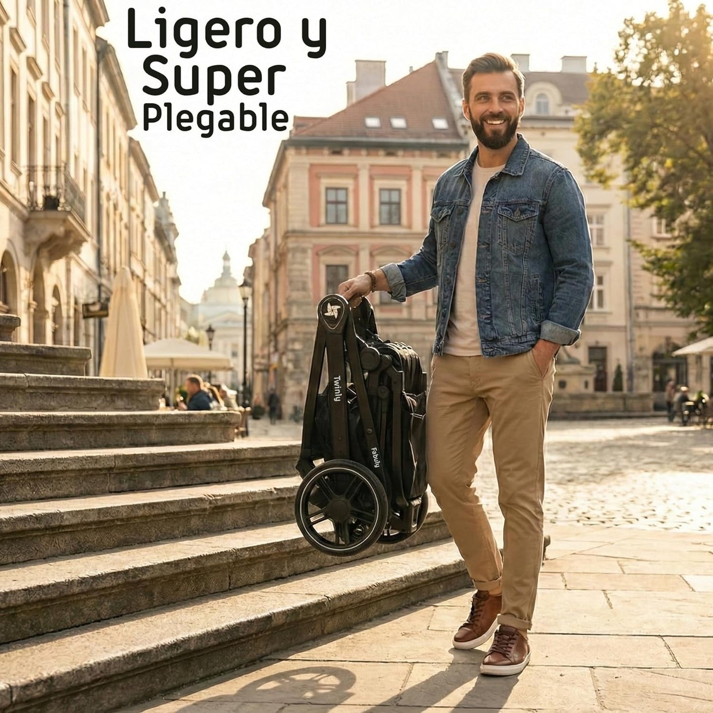 Cochecito Convertible Bebé 3 en 1 Fabuly con silla de coche i-size, Incluye Bolso, Mosquitera, Plastico lluvia de Twinly