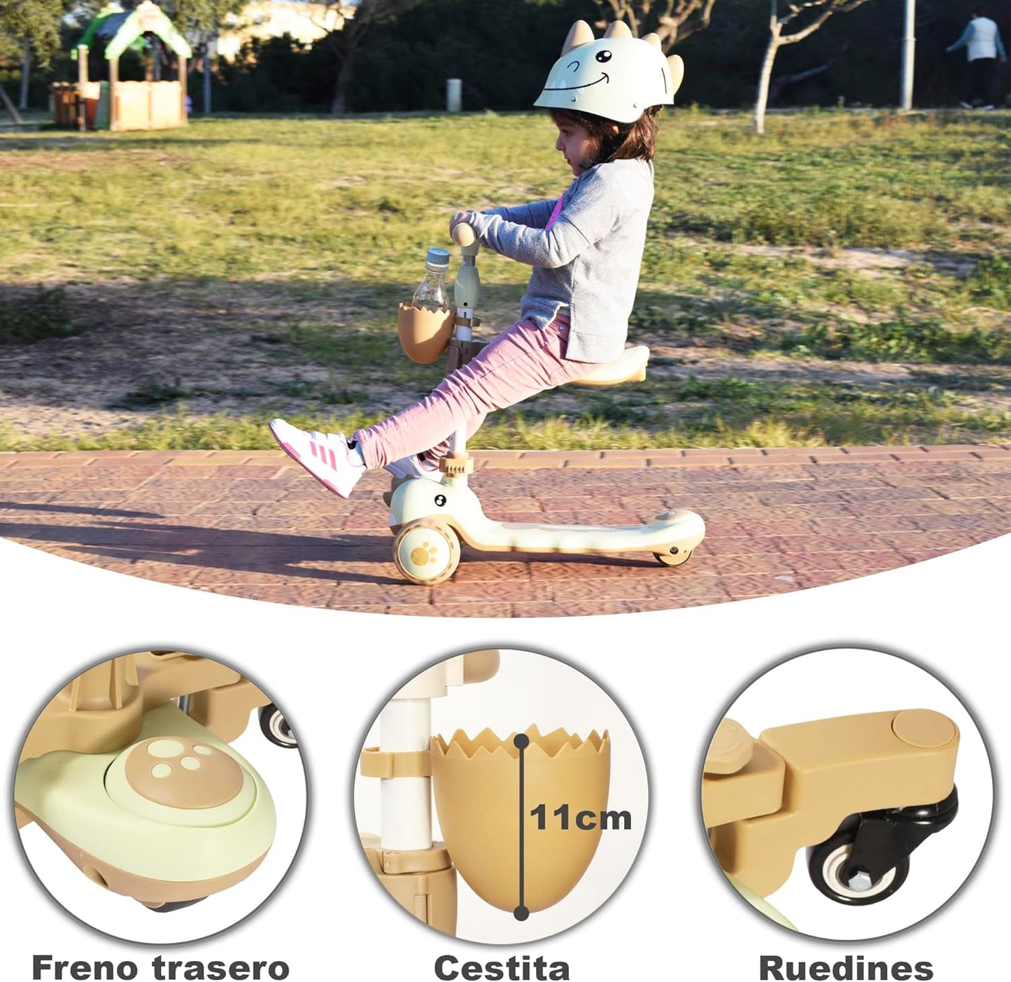 Patinete evolutivo 3 en 1 DINLY con Casco de Twinly