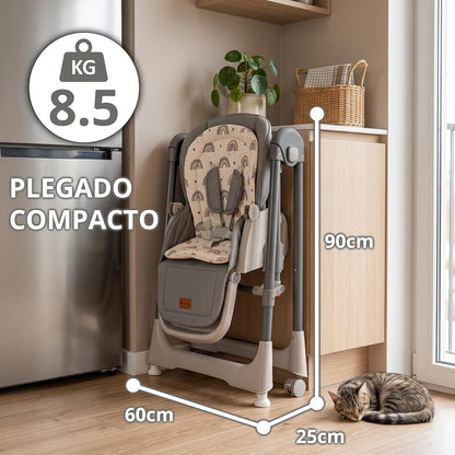 Twinly New Movity Trona Bebé Evolutiva 2 en 1, Hamaca y Columpio, Gris