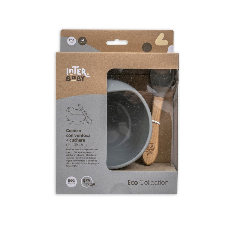 Cuenco con Ventosa + Cuchara de Silicona de Interbaby