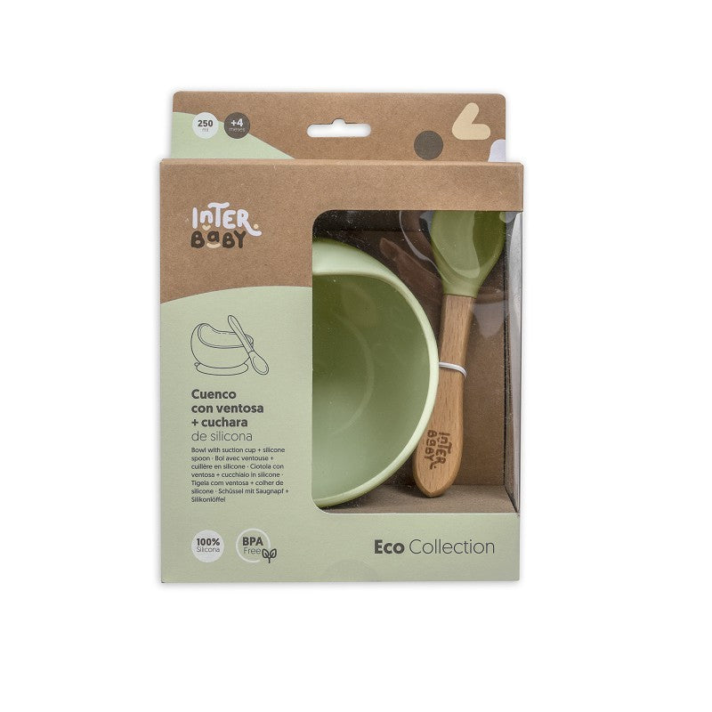 Cuenco con Ventosa + Cuchara de Silicona de Interbaby