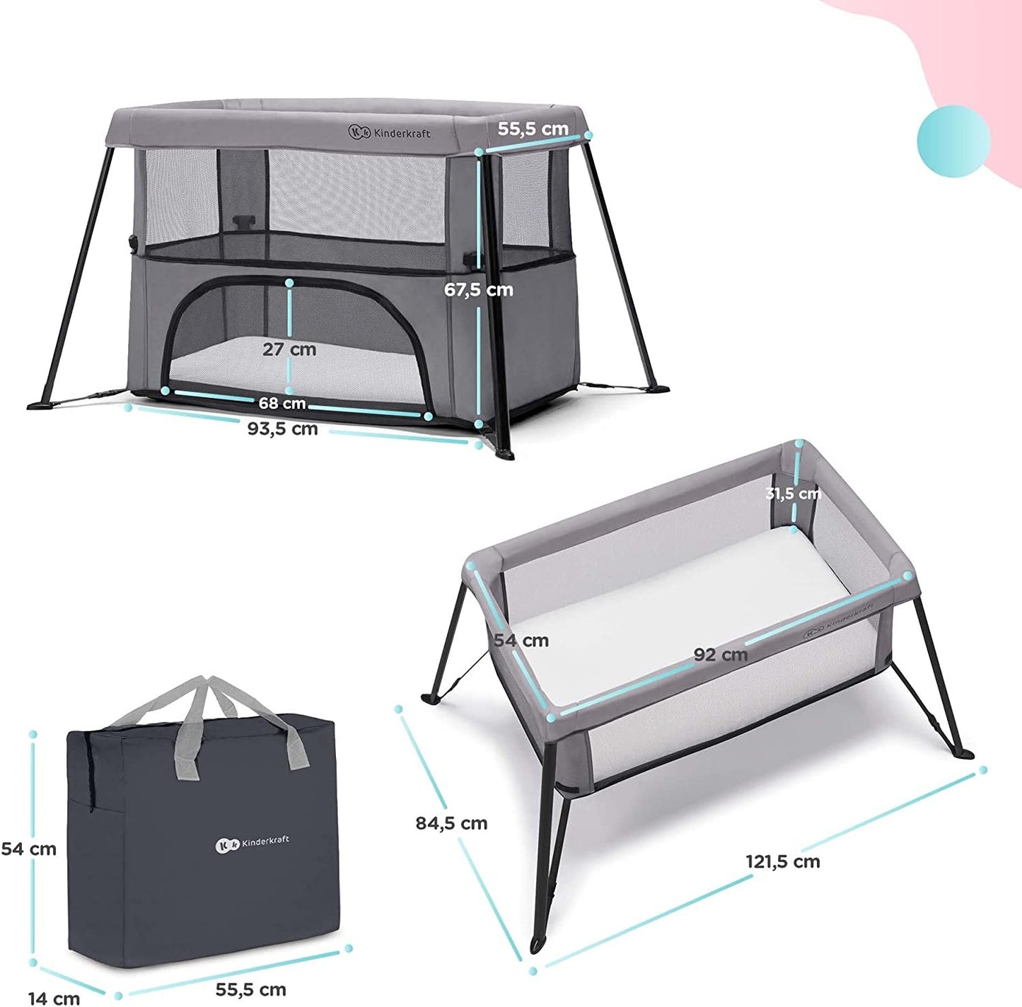Cuna de Viaje para bebé MOVI de Kinderkraft