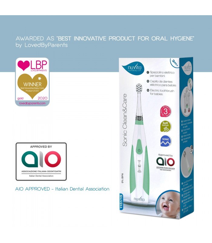 Cepillo De Dientes Eléctrico Para Bebés y Niños Sonic Clean & Care Nuvita
