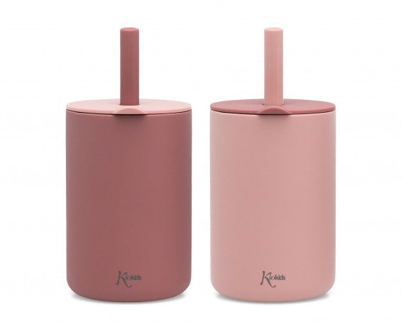 Set 2 Vasos de Silicona con Pajita de Kiokids