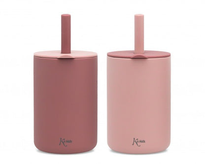 Set 2 Vasos de Silicona con Pajita de Kiokids