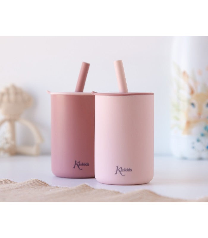 Set 2 Vasos de Silicona con Pajita de Kiokids