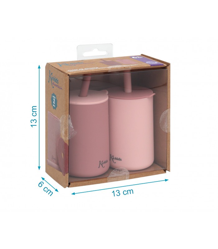 Set 2 Vasos de Silicona con Pajita de Kiokids