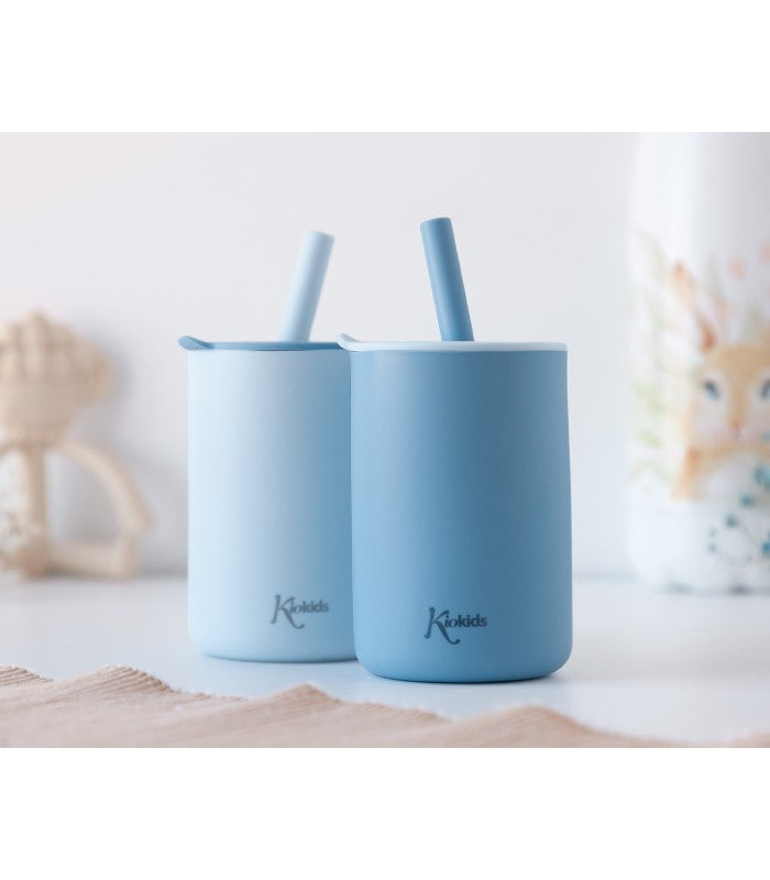 Set 2 Vasos de Silicona con Pajita de Kiokids