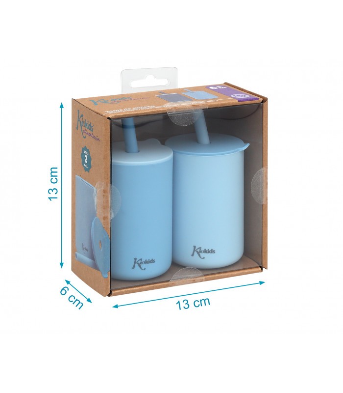 Set 2 Vasos de Silicona con Pajita de Kiokids