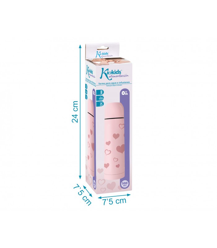 Termo Para Líquidos 500ML Corazones y Estrellas De Kiokids