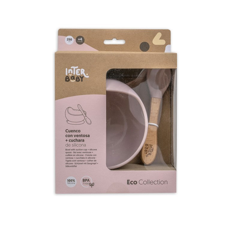 Cuenco con Ventosa + Cuchara de Silicona de Interbaby