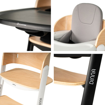 Trona evolutiva de madera 2 en 1 DINNA Silla infantil Evolutiva de Olmitos