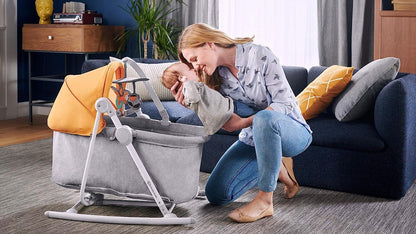 Columpio Bebé NOLA, 5 en 1, Balancín, Silla, Cuna, Rosa de Kinderkraft