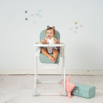 Olmitos – Trona bebe ligera multi posiciones – Asiento regulable con bandeja extraíble – Incluye ruedas y fácil plegado