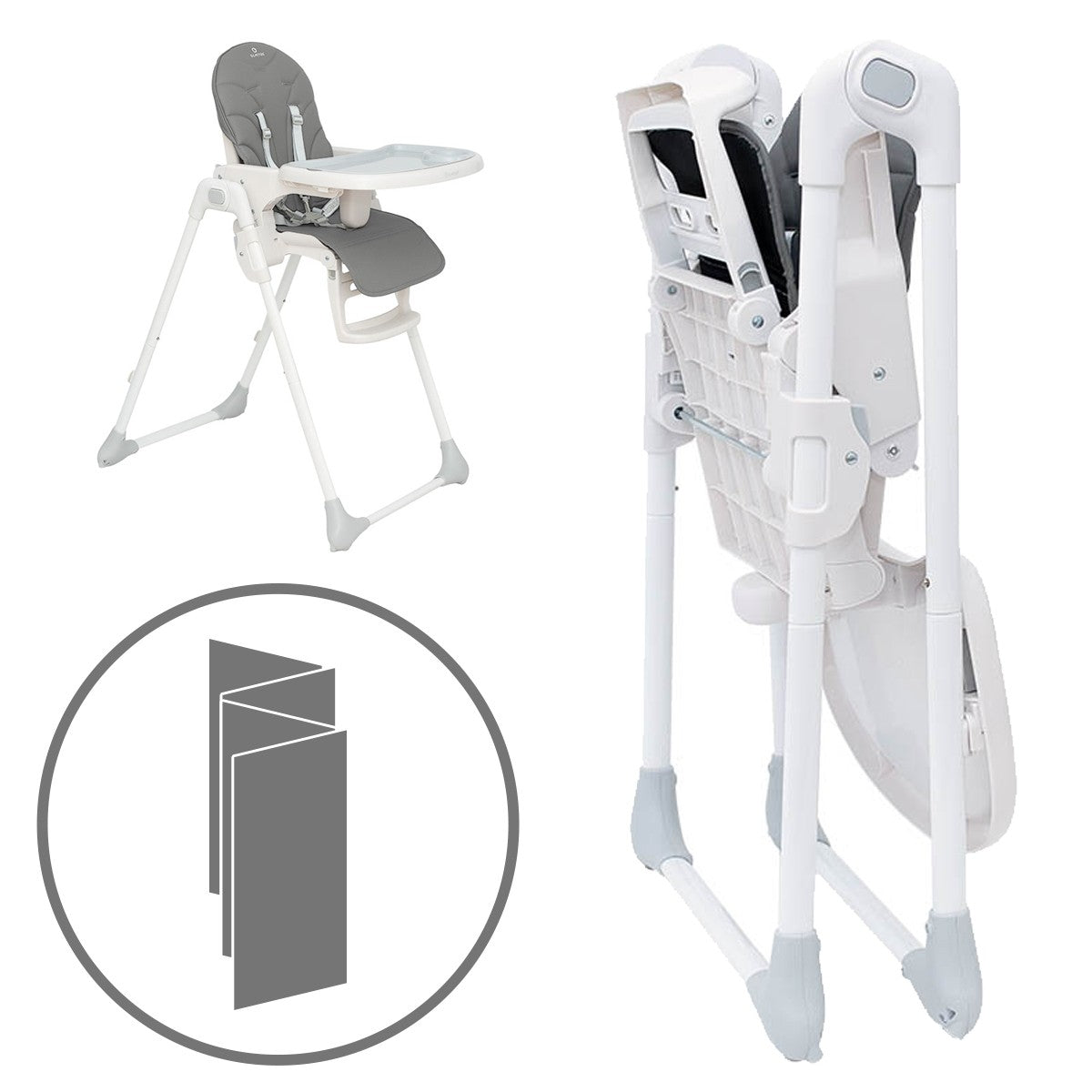 Olmitos – Trona bebe ligera multi posiciones – Asiento regulable con bandeja extraíble – Incluye ruedas y fácil plegado