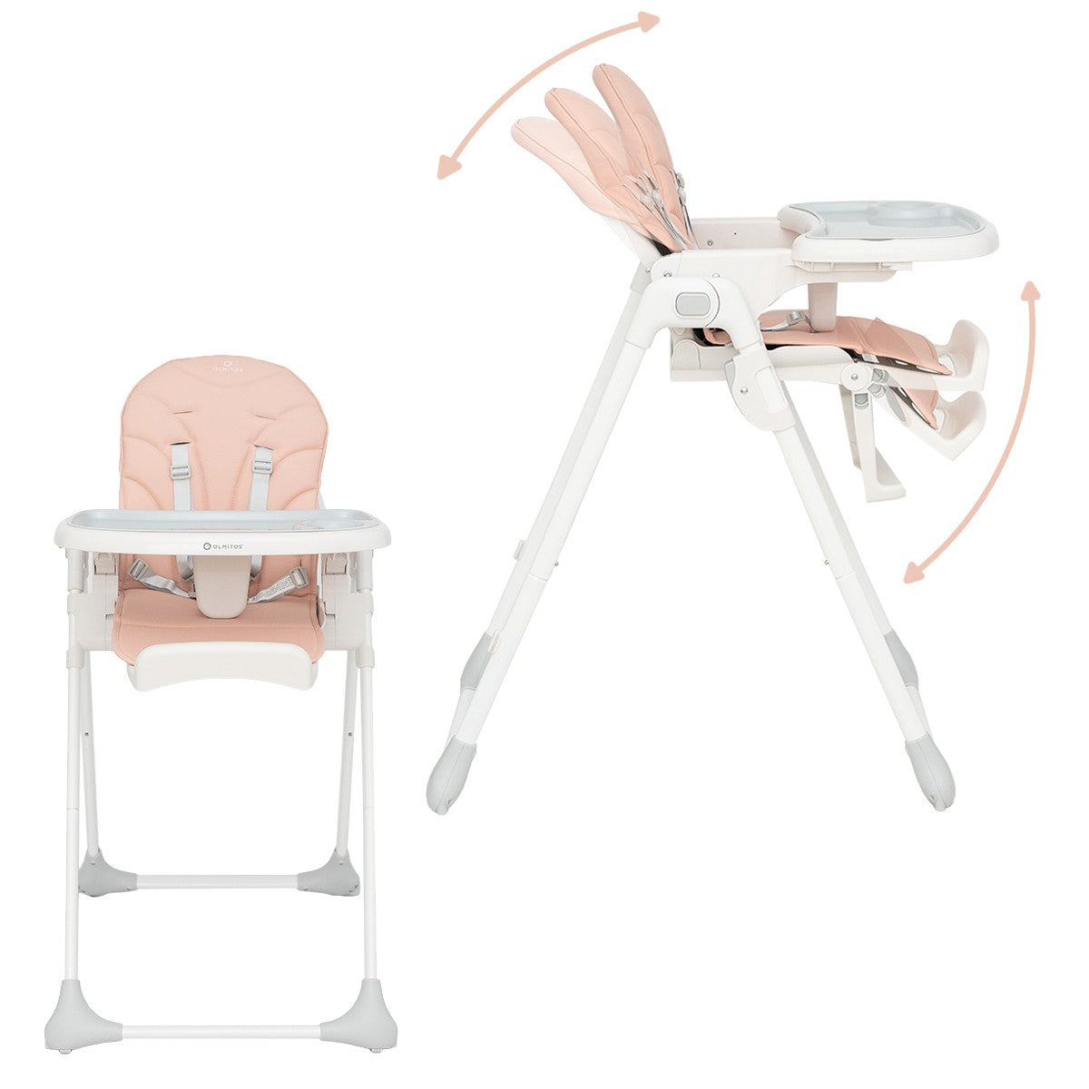Olmitos – Trona bebe ligera multi posiciones – Asiento regulable con bandeja extraíble – Incluye ruedas y fácil plegado