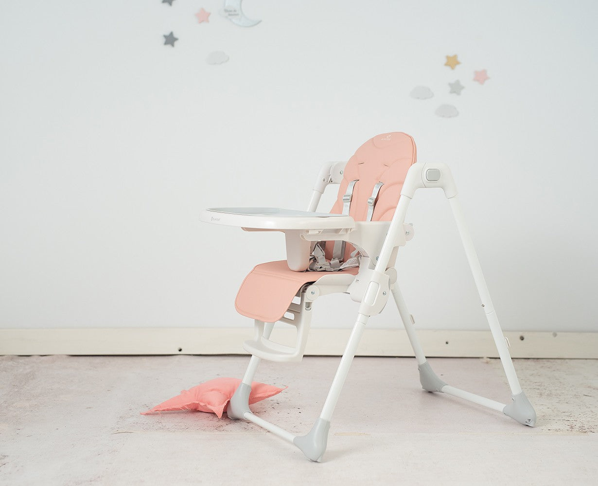 Olmitos – Trona bebe ligera multi posiciones – Asiento regulable con bandeja extraíble – Incluye ruedas y fácil plegado