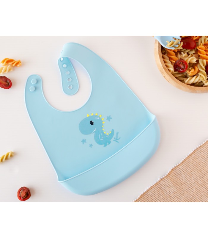 Babero blandito de silicona Conejito/Dino de Kiokids