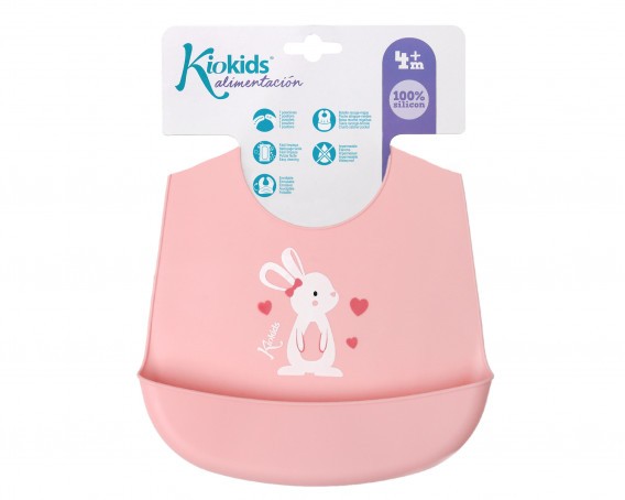 Babero blandito de silicona Conejito/Dino de Kiokids