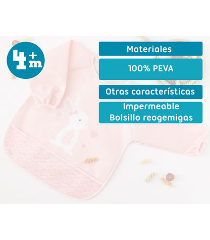 Babero impermeable con mangas Conejito/Dino de Kiokids