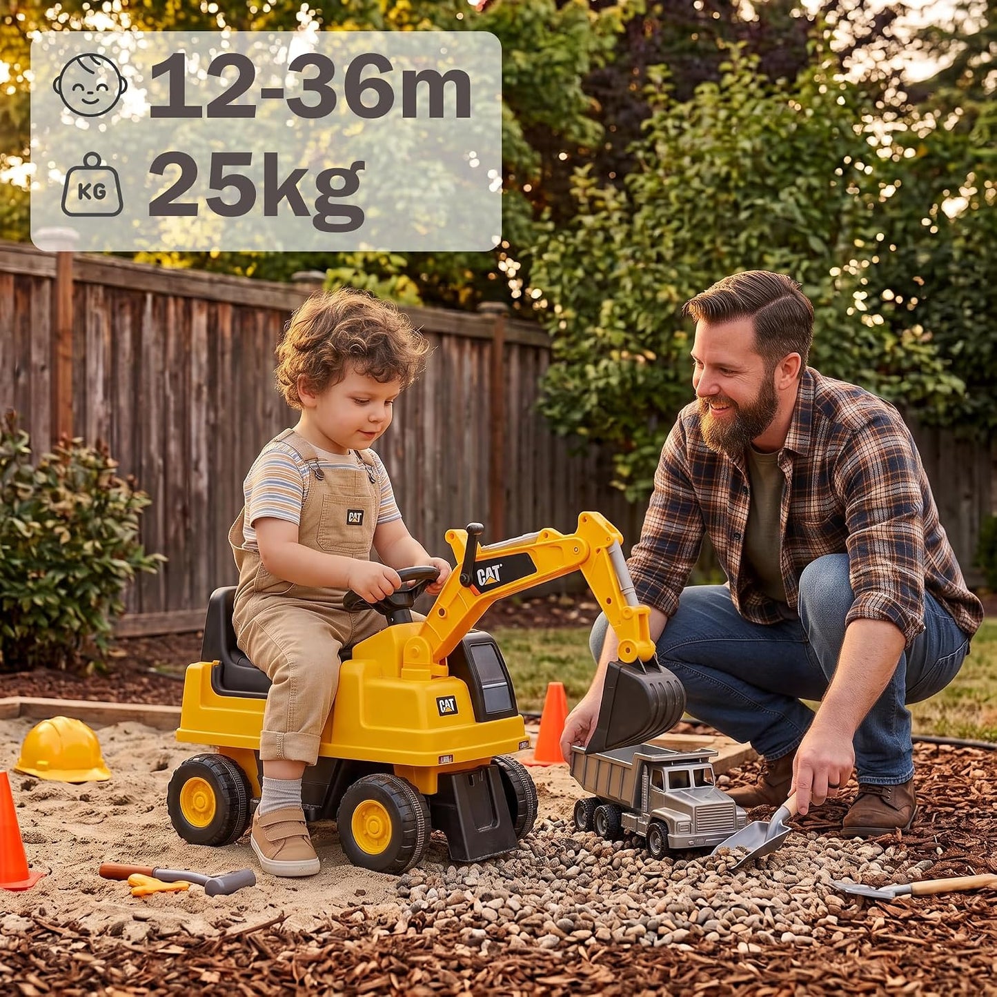 Correpasillos Diggy - Excavadora Cat para Niños de 1 a 3 Años de Twinly