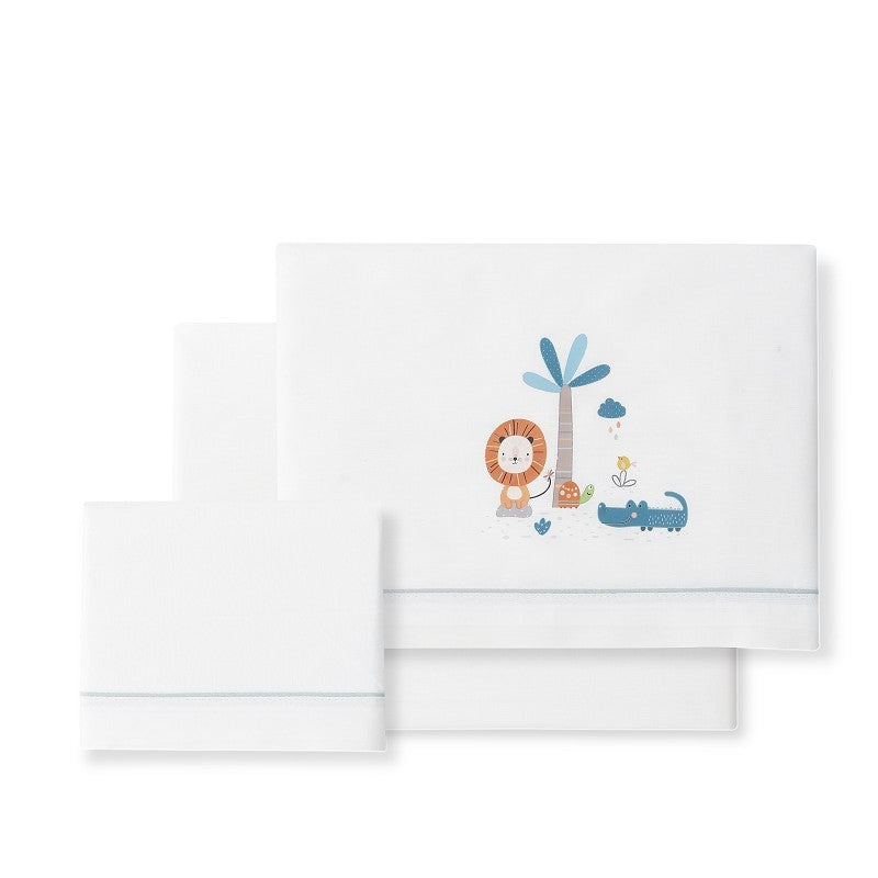 Tríptico cuna 100% algodón León Palmera + chupetero de Interbaby