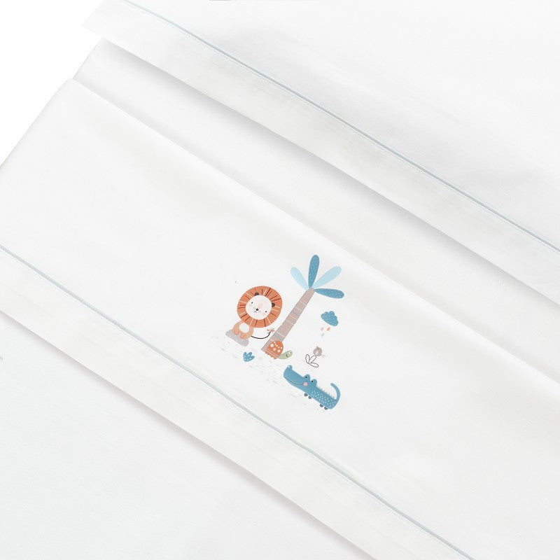 Tríptico cuna 100% algodón León Palmera + chupetero de Interbaby