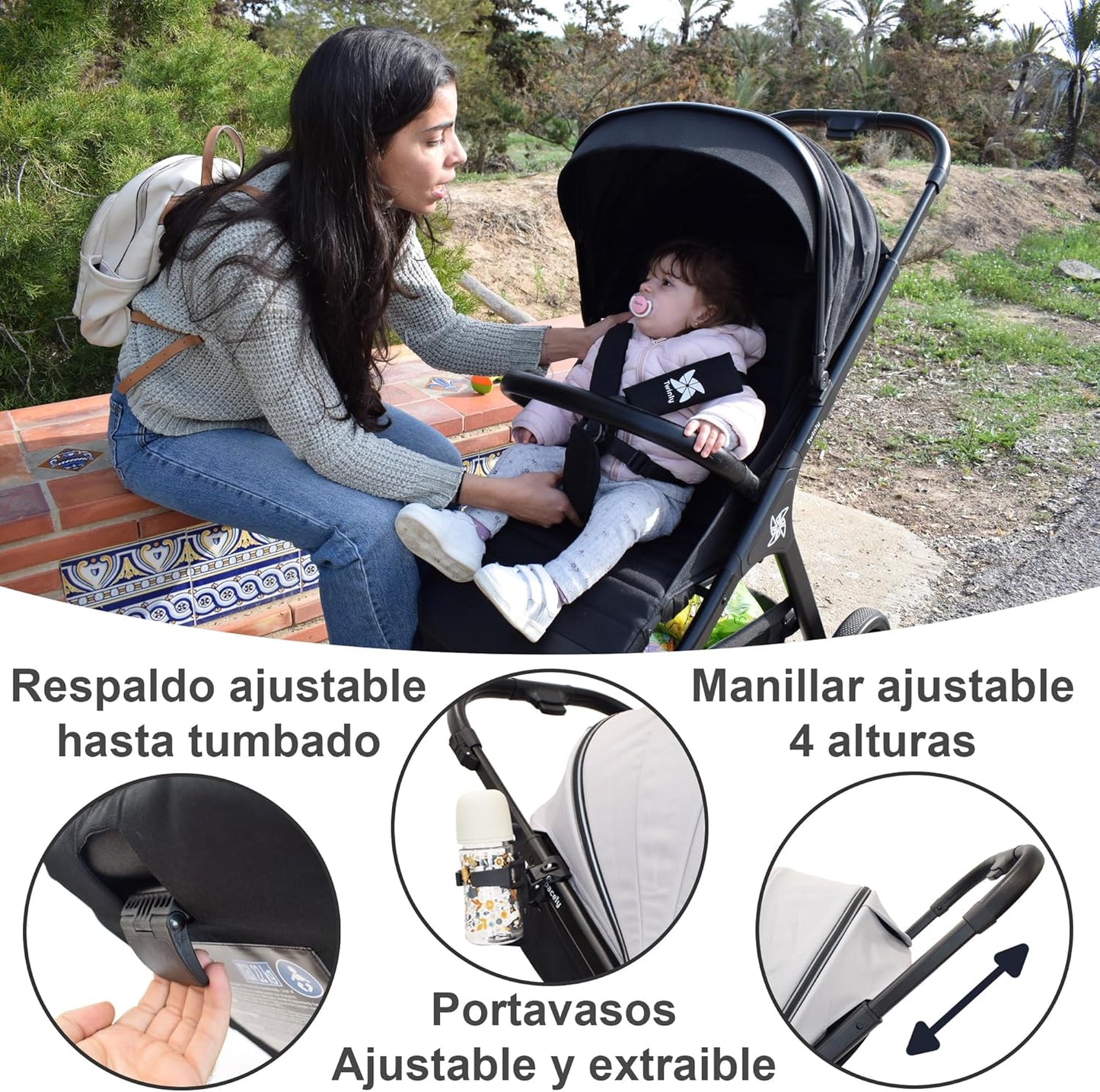 Silla de paseo Bebé Capota XXL Plegable 22Kg Spacely de Twinly