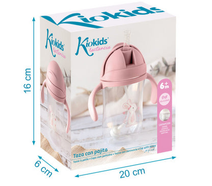 Taza de aprendizaje con asas Dino/Conejito  300 ml de Kiokids