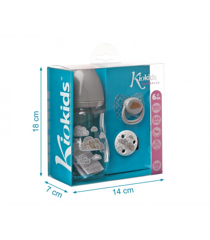 Set Biberón + Chupete + Chupetero pinza de Kiokids